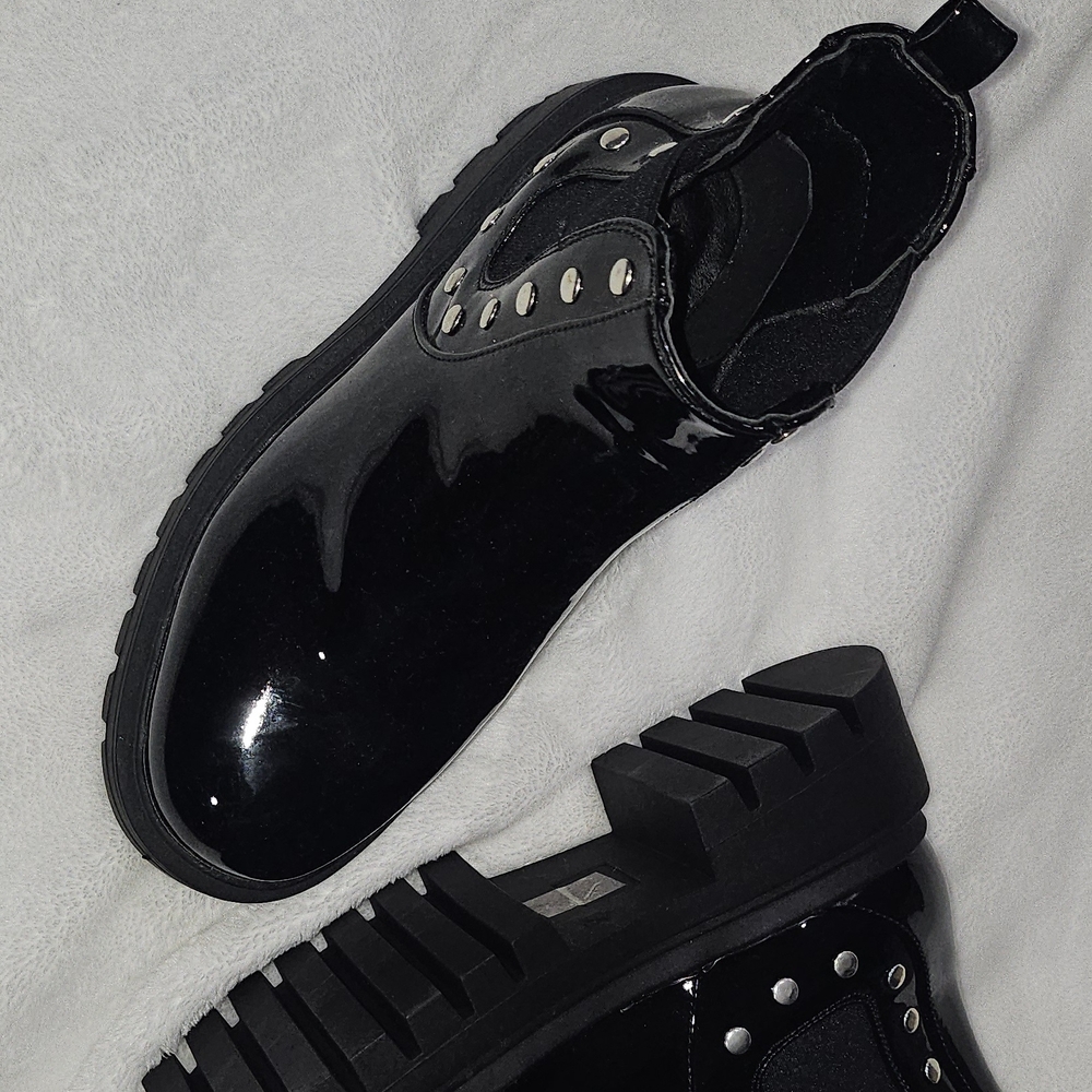 Black Patent Leather Ankle Boots